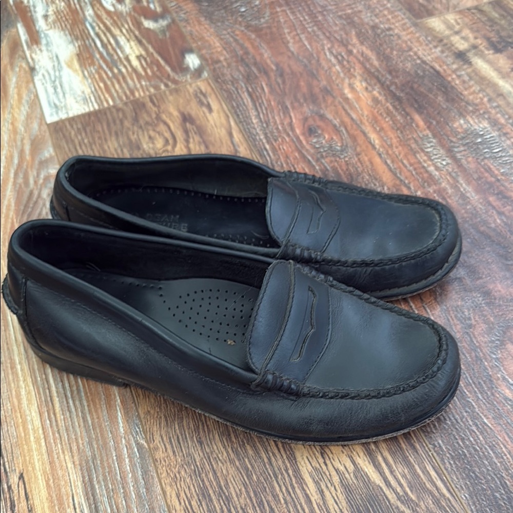 L.L. Bean Black Leather Penny Loafers